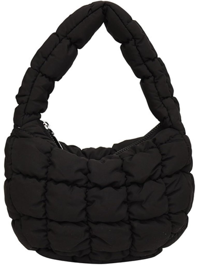 Puffer Bag Women Mini Quilted Cute Bubble Handbag Crescent Wrist Satchel Y2k Pur